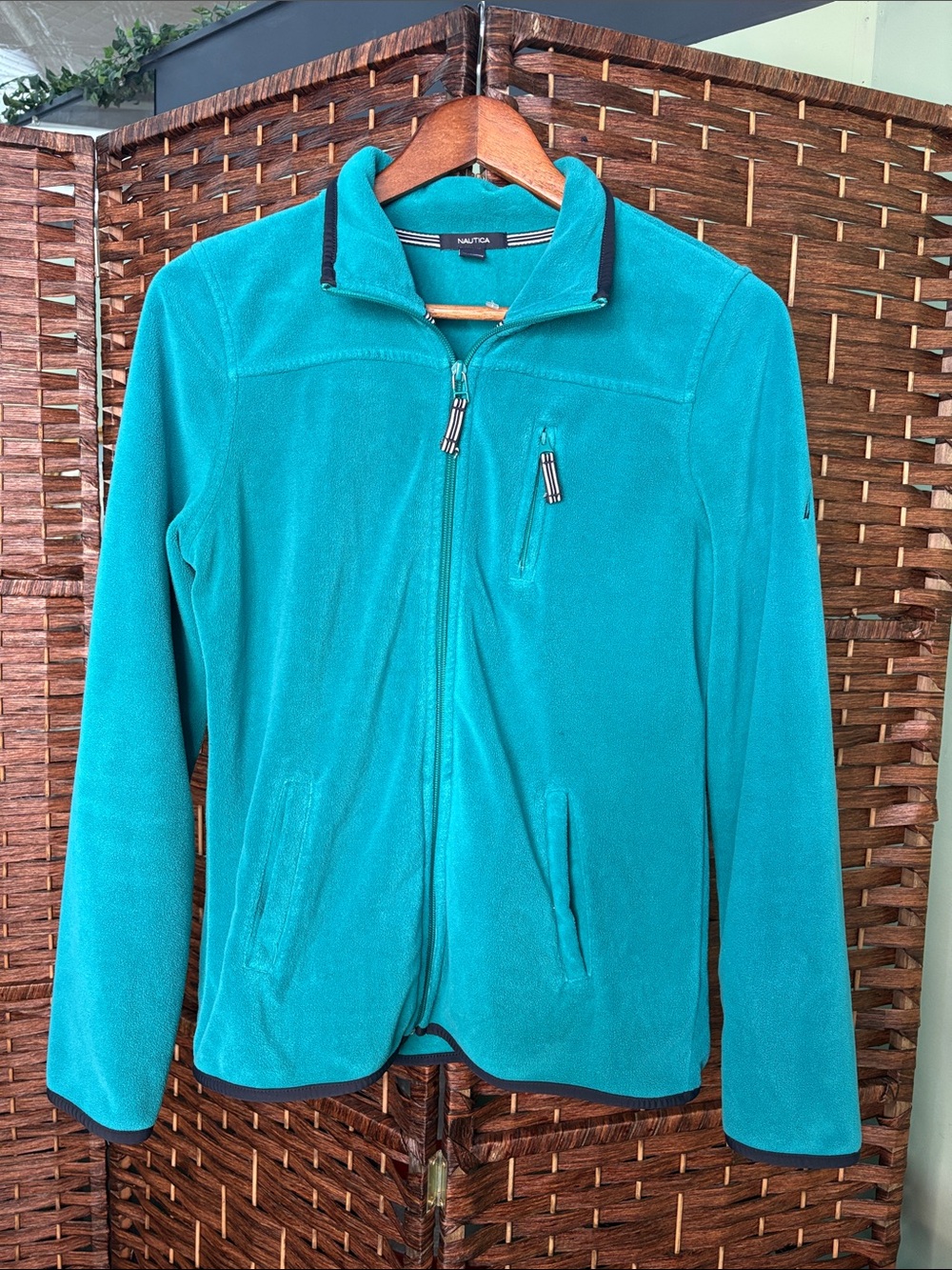 Nautica Bright Teal Full-Zip Lightweight Fleece Jacket